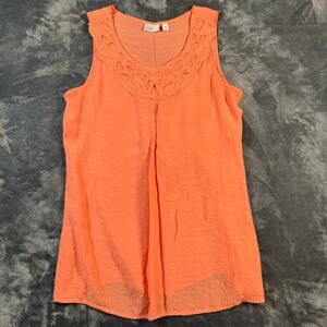 Kim Rogers Coral Embellished Tank Top Women's Medium Sleeveless